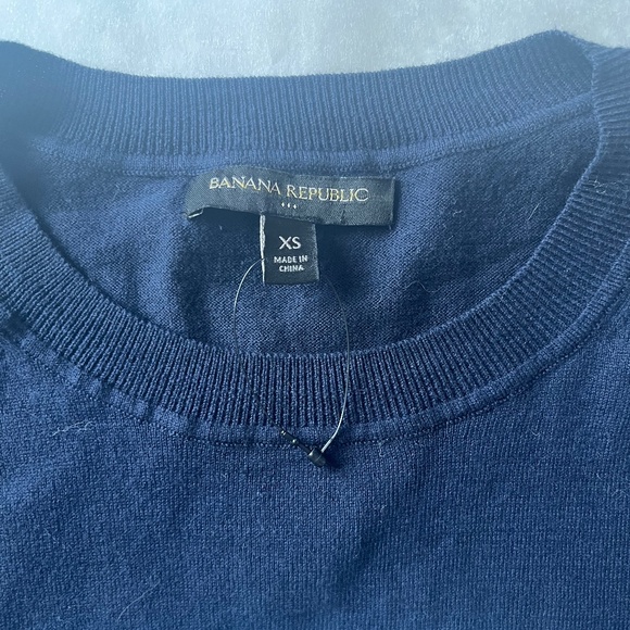 Banana Republic Femme Embroidered Cotton Navy Blue Crew Nec Sweater Top Pullover - Picture 5 of 7